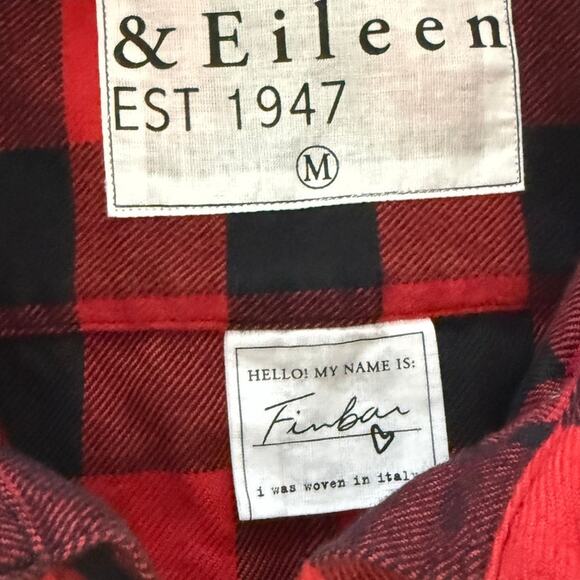 Frank & Eileen | Red & Black Finbar Button Up Flannel Plaid Shirt | size Medium - Picture 2 of 5